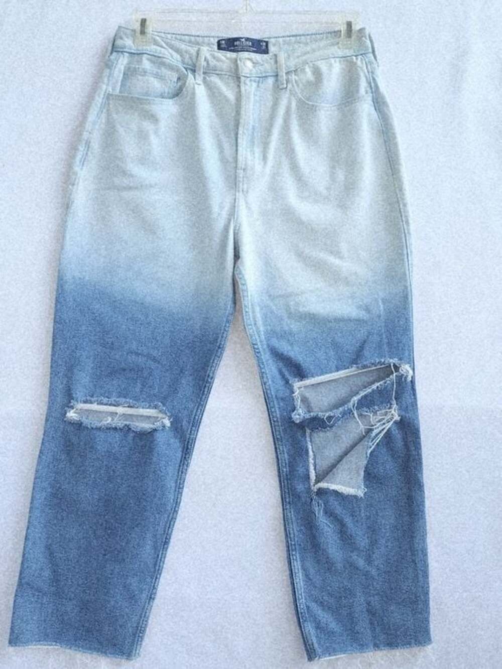 Hollister Light Wash Ultra High-Rise Ombre Straight Jeans 11R W30 L27